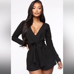 Fashion Nova Honey Girl Black Romper